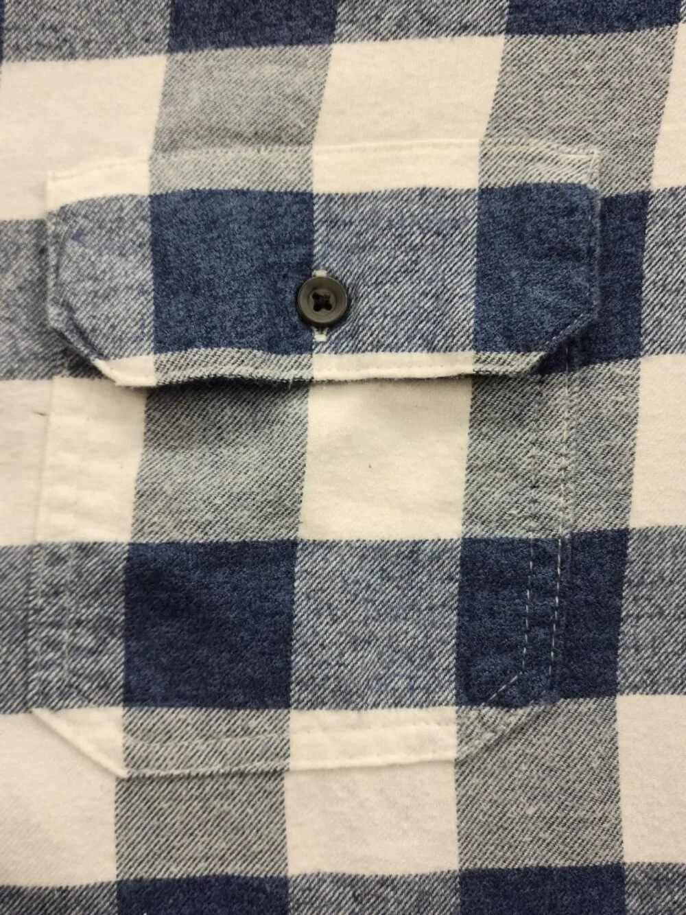 Goodfellow & Co Flannel Shirt Men L Blue White Buffalo Plaid 100% Cotton Standar - Picture 13 of 13